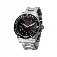 Orologio da uomo Marathon Watches in argento con cinturino in acciaio Red Maple Jumbo Diver's Quartz 46MM