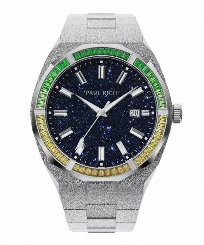Stříbrné pánské hodinky Paul Rich s ocelovým páskem Exotic Fusion Frosted Star Dust - Silver 45MM Limited edition