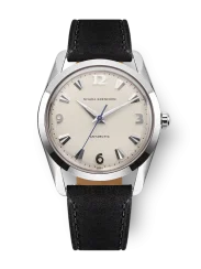 Strieborné pánske hodinky Nivada Grenchen s koženým opaskom Antarctic 35004M17 35MM