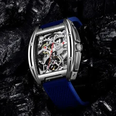 Men's silver CIGA Design watch with rubber strap Series Z Stainless Steel Blue 41MM Automatic