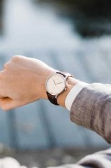 Relógio About Vintage de prata para homem com cinto de couro genuíno Vintage Steel / White 1969 41MM