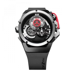 Čierne pánske hodinky Mazzucato s gumovým pásikom Rim Sport Black / Silver - 48MM Automatic