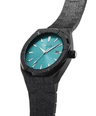 Relógio Paul Rich preto para homens com pulseira de aço Frosted Star Dust Artic Waffle - Black 45MM