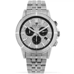 Men's silver Louis XVI watch with steel strap Majesté Iced Out - Silver 43MM