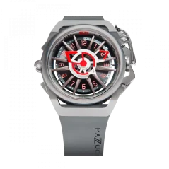 Strieborné pánske hodinky Mazzucato s gumovým pásikom Rim Sport Silver / Grey - 48MM Automatic
