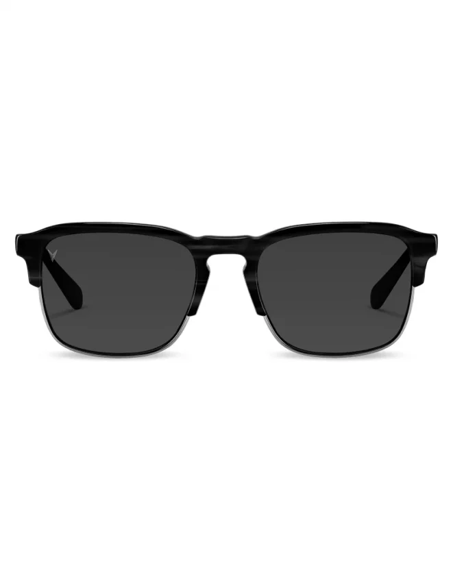 Black men's Vincero sunglasses The Villa - Black Smoke / Silver
