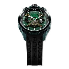 Orologio da uomo Bomberg Watches colore nero con elastico PIRATE SKULL GREEN 45MM