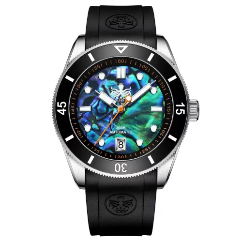 Miesten musta Phoibos Watches - kello kuminauhalla Wave Master PY010ER - Automatic 42MM