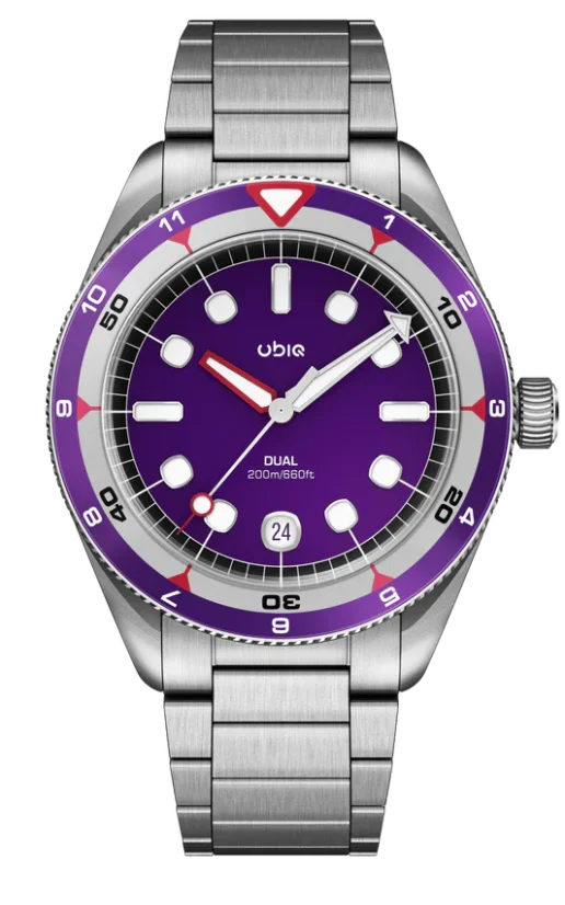 Men's silver UBIQ watch with steel strap DUAL - BEETRED 39MM Automatic