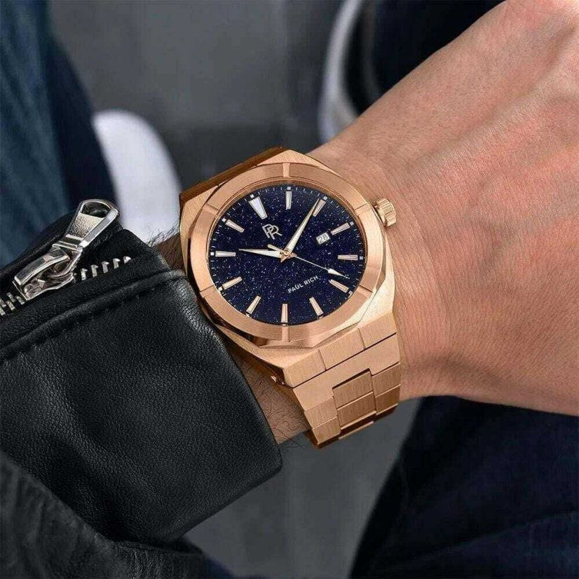 Men's Rose Gold Paul Rich Signature watch with steel strap Star Dust - Rose Gold Automatic 45 MM