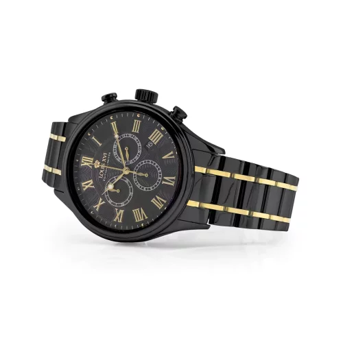 Relógio Louis XVI masculino preto com pulseira de aço Danton - Black 44MM