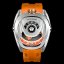 Srebrny zegarek męski Tsar Bomba Watch z gumką TB8213 - Silver / Orange Automatic 44MM