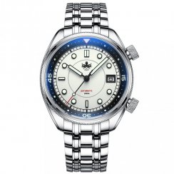 Men's silver Phoibos watch with steel strap Eage Ray 200M - Pastel White Automatic 41MM