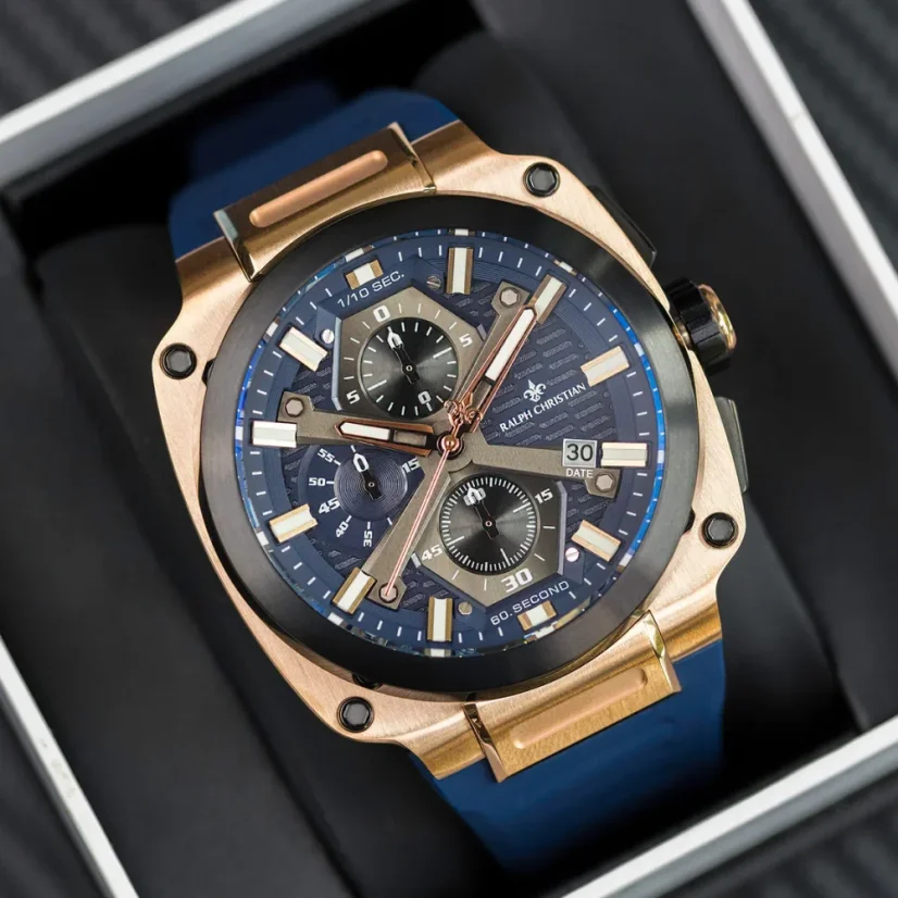 Men's black Ralph Christian watch with a rubber band The Titan Chrono Admiral Blue 45,5MM