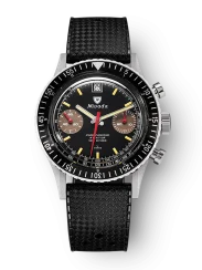Strieborné pánske hodinky Nivada Grenchen s gumovým opaskom Chronoking Manual 87033M01 38MM