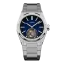 Zilveren herenhorloge van Aisiondesign Watches met stalen riem Tourbillon Hexagonal Pyramid Seamless Dial - Blue 41MM