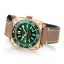 Złoty zegarek męski Aquatico Watches ze skórzanym paskiem Charger Bronze Green Dial Automatic 43MM