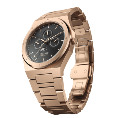 Zlaté pánske hodinky Valuchi Watches s oceľovým pásikom Lunar Calendar - Metal Rose Gold 40MM