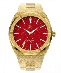 Men's Paul Rich gold watch with steel strap Frosted Star Dust - Gold Red 42MM