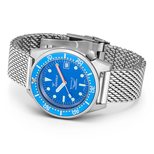 Men's silver Squale watch with steel strap 1521 Ocean Mesh Blasted - Silver 42MM Automatic