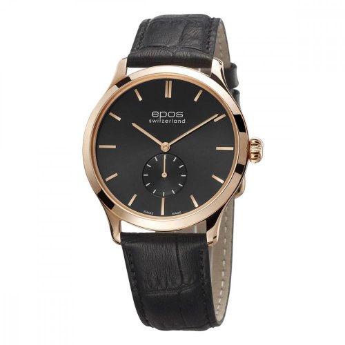 Men's gold Epos watch with leather strap Originale 3408.208.24.14.15 39MM Automatic