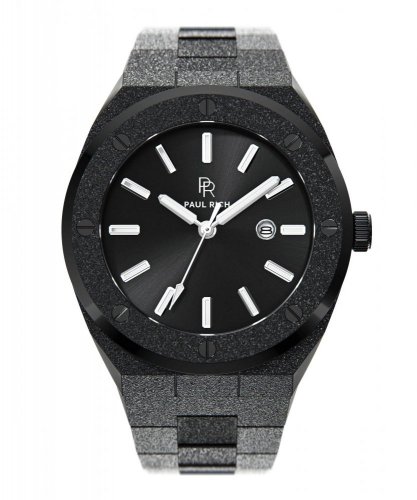 Czarny zegarek męski Paul Rich ze stalowym paskiem Signature Frosted Barons Black 45MM
