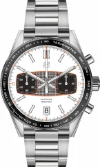 Men's silver Straton Watch with steel strap Classic Driver MKII White Dial 40MM