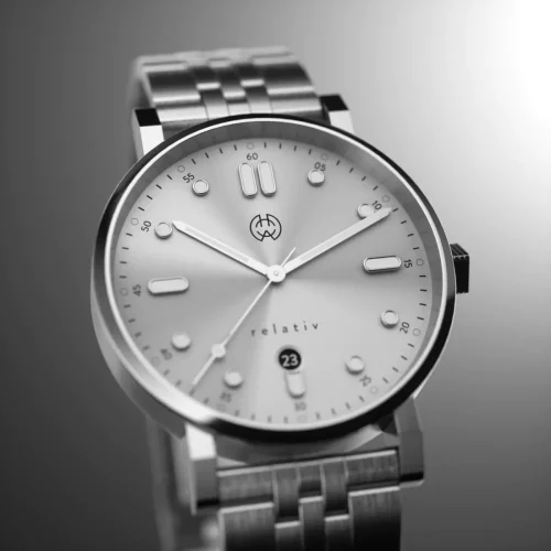 Strieborné pánske hodinky Henryarcher Watches s ocelovým pásikom Relativ - Vinter Storm Grey 41MM