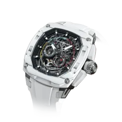 Montre homme Tsar Bomba Watch couleur argent avec bande élastique Dark Matter 1 White 43MM