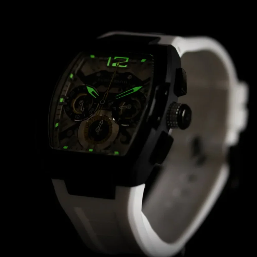 Men's black Ralph Christian watch with a rubber band The Intrepid Sport Carbon Fiber - Ivory Slate 42,5MM