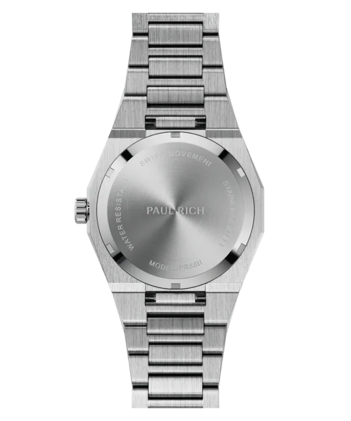 Men's silver Paul Rich watch with steel strap Frosted Star Dust II Moonphase - Silver 43MM