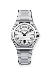 Men's silver Bomberg Watch with steel strap EDGE WHITE 43MM Automatic