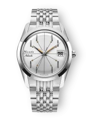 Reloj Nivada Grenchen plata de caballero con correa de acero Antarctic Spider 35012M04 35M