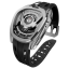 Stříbrné pánské hodinky Tsar Bomba Watch s gumovým páskem TB8213 - Silver / Black Automatic 44MM
