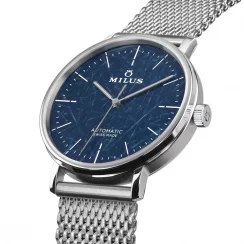 Silberne Herrenuhr Milus Watches mit Stahlband LAB 01 Sky Blue 40MM Automatic