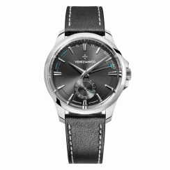 Stříbrné pánské hodinky Venezianico s koženým páskem Redentore Riserva di Carica 1321504 40MM