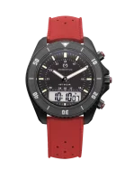 Čierne pánske hodinky Momentum Watches s gumovým pásikom UDT Black-Ion - Red Tropic Rubber 42MM