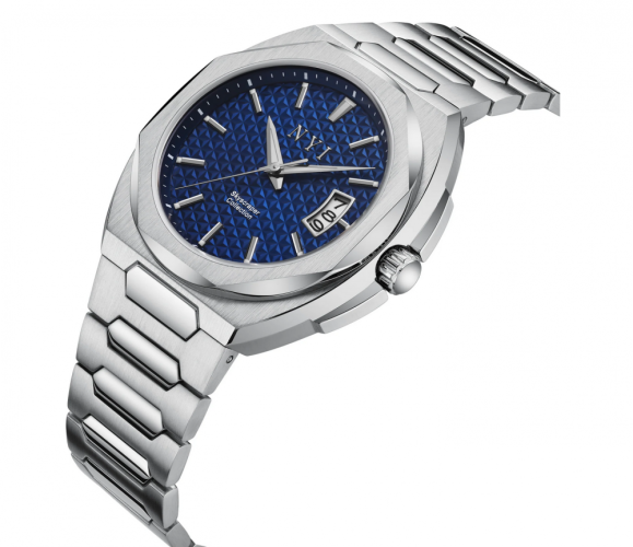 Strieborné pánske hodinky NYI Watches s oceľovým pásikom Hudson - Silver 42MM