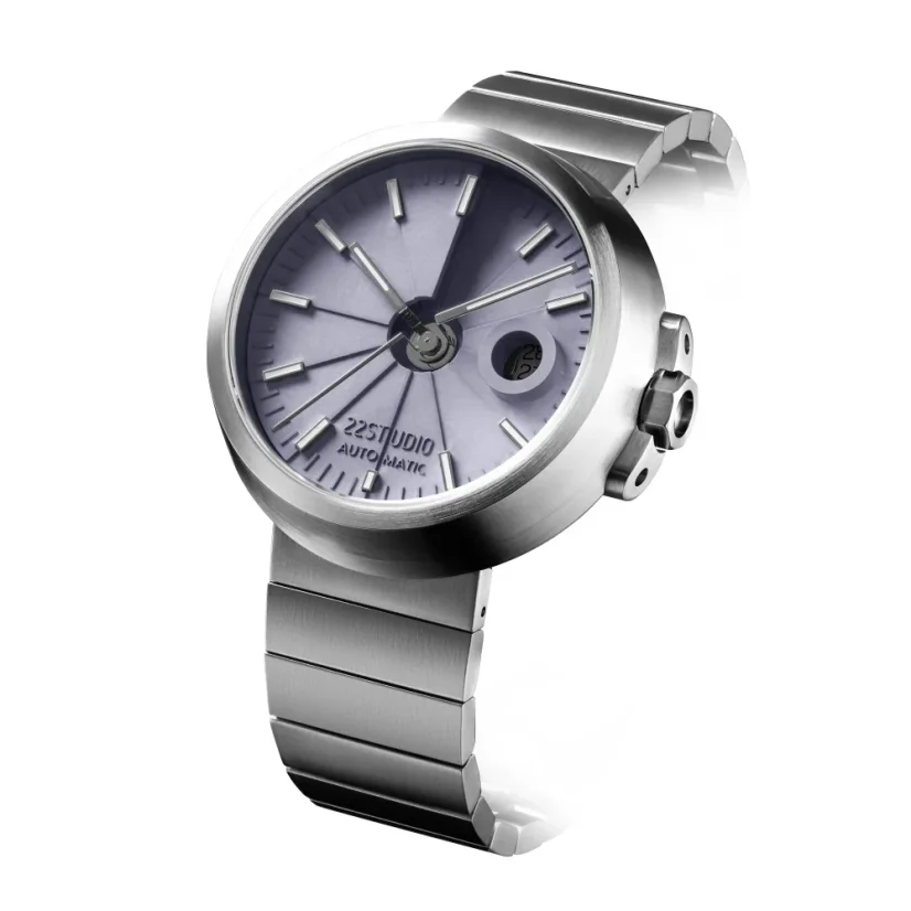 Herrenuhr aus Silber 22Designstudio Watches mit Stahlband Concrete Sport 45MM Automati