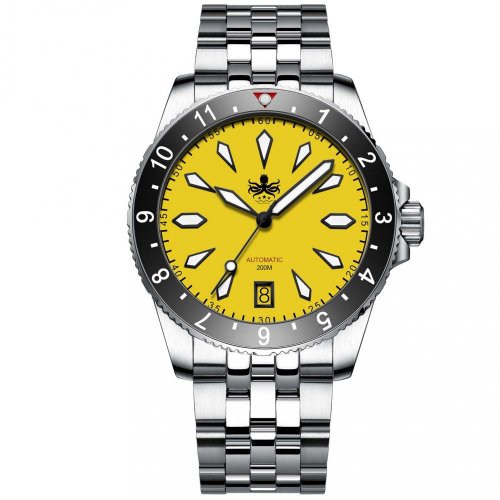 Miesten hopeinen Phoibos Watches -kello teräshihnalla Voyager PY035F - Automatic 39MM