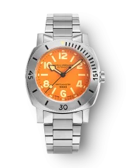 Men's silver Nivada Grenchen watch with steel strap Orange Depthmaster 14127A20 39MM Automatic