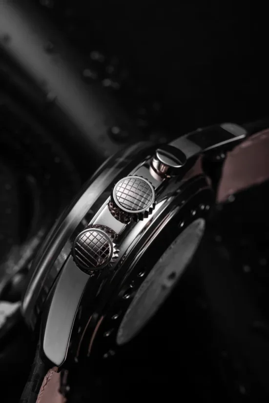 Men's silver Vulcain watch with leather strap Nautical Heritage Black White Luminova Steel Triple Caseback - Brown Plain 42MM Automatic