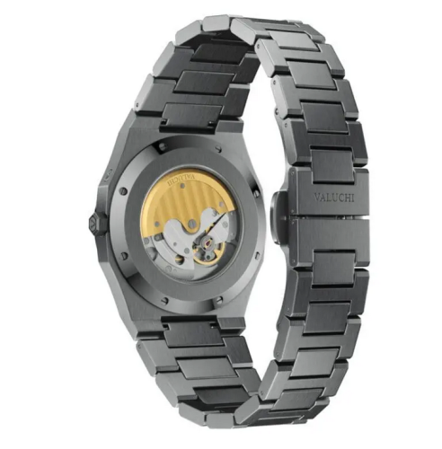 Men's black Valuchi watch with steel strap Lunar Calendar - Gunmetal Black Automatic 40MM
