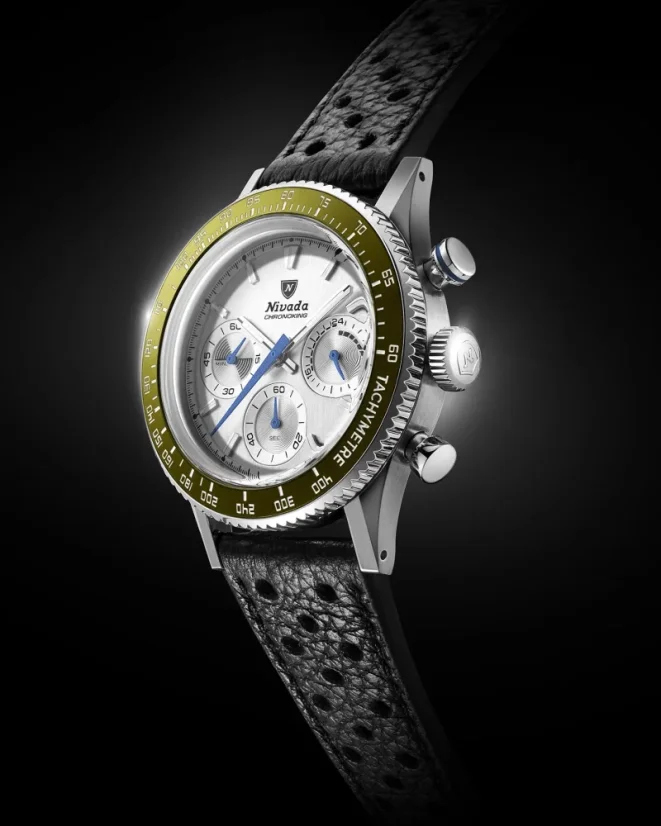 Men's silver Nivada Grenchen watch Chronoking Mecaquartz Racing