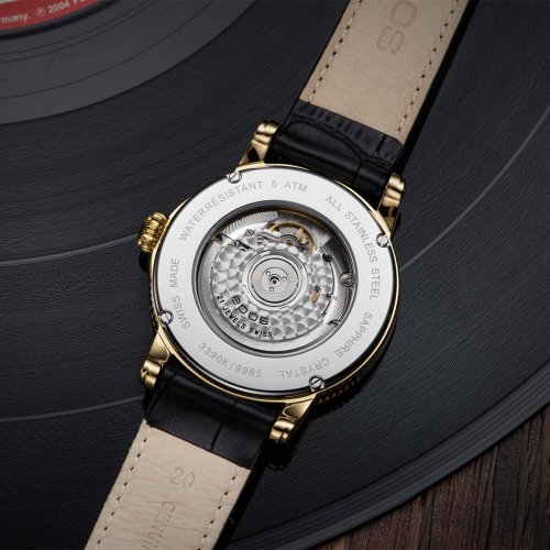 Zlaté pánske hodinky Epos s koženým opaskom Emotion 24H 3390.302.22.14.25 41MM Automatic