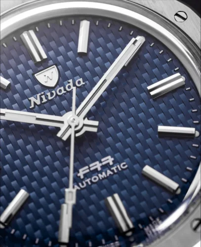 Relógio Nivada Grenchen prata para homem com bracelete em aço F77 Blue No Date 68001A77 37MM Automatic