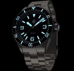 Ασημένιο ρολόι NTH Watches για άντρες με ιμάντα από χάλυβα 2K1 Subs Swiftsure With Date - Black Automatic 43,7MM