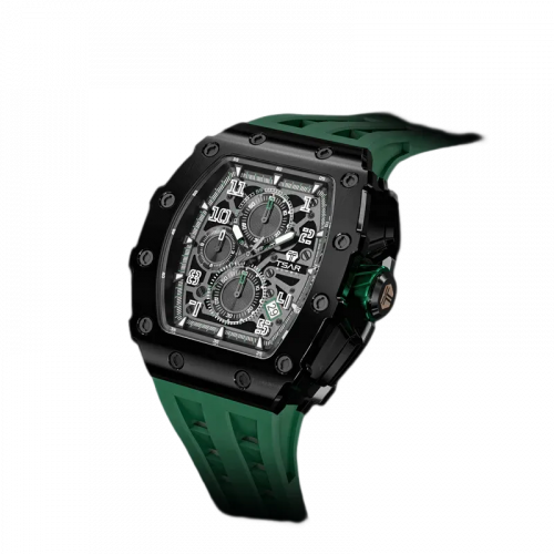 Montre homme Tsar Bomba Watch couleur noire avec élastique TB8204Q - Black / Green 43,5MM
