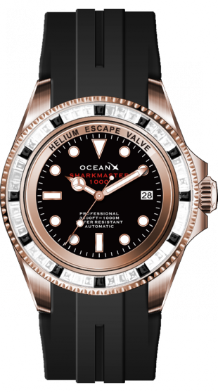 Men's gold Ocean X watch with a rubber band SHARKMASTER 1000 Candy SMS1004 - Gold Automatic 44MM