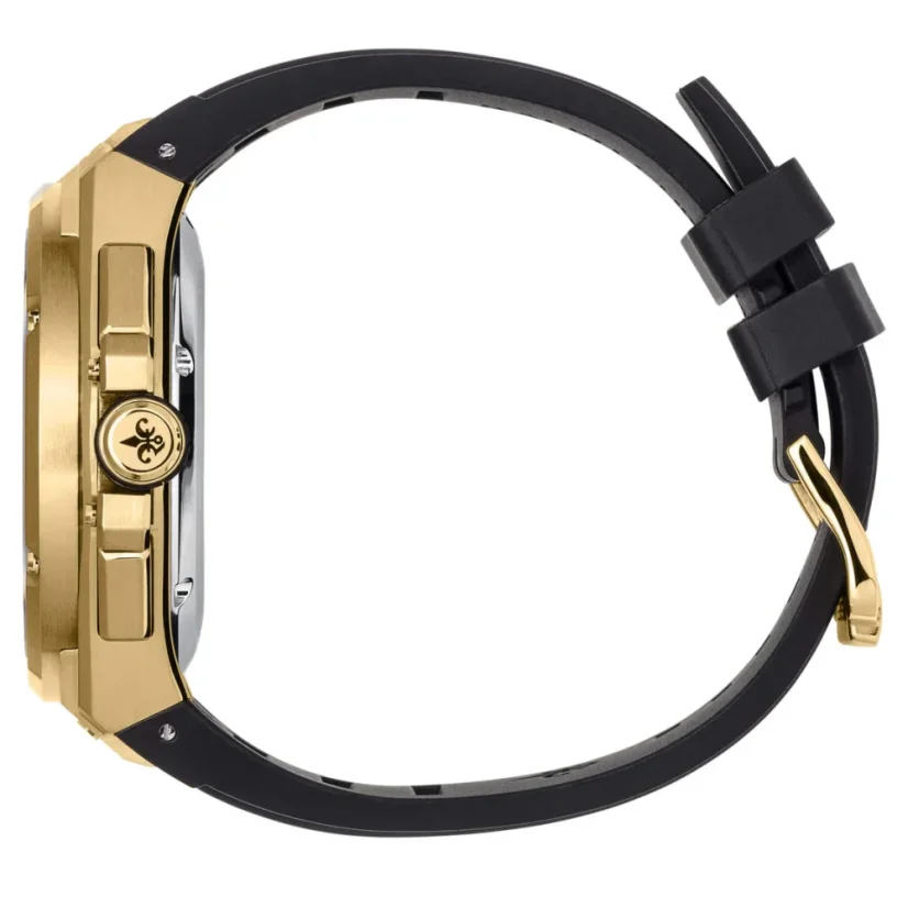 Zlaté pánské hodinky Ralph Christian s gumovým páskem The Apex Chrono - Luxe Black 46MM